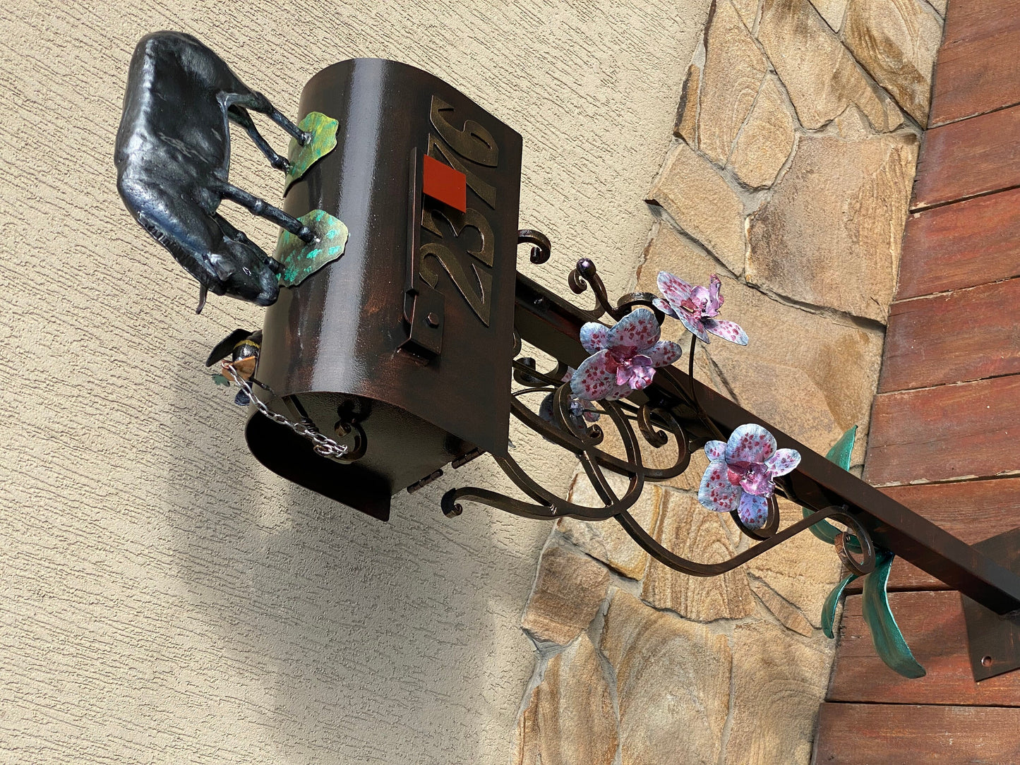 Mailbox, mail box, Hawaii, donkey, orchid, house number sign, house numbers, birthday, Christmas, anniversary, renovation, floral decor