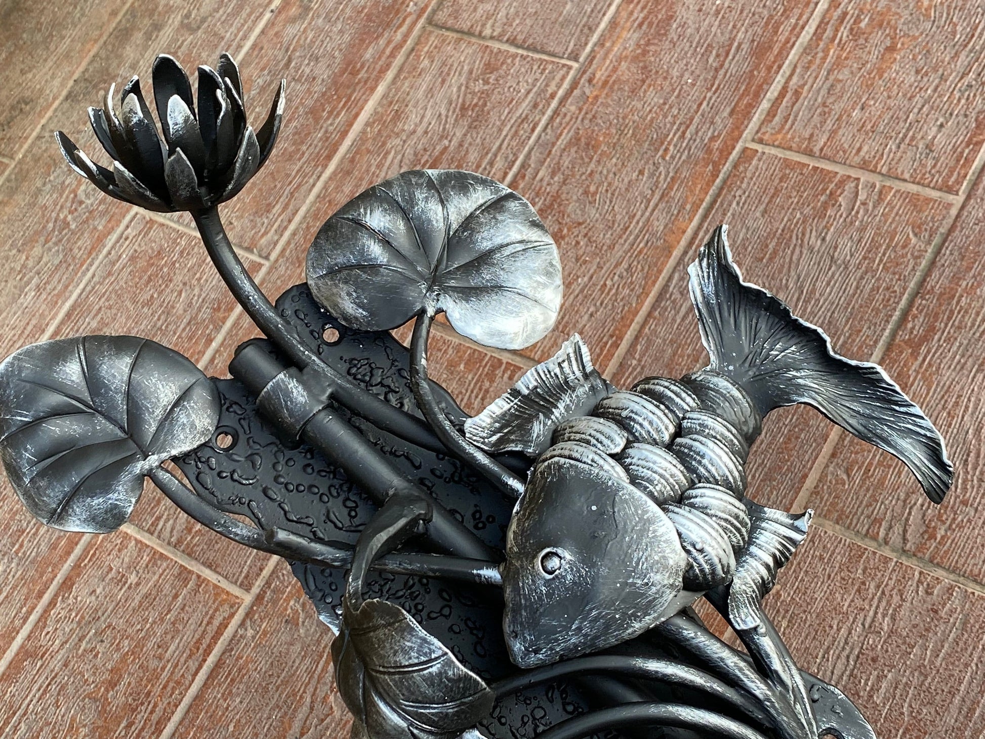 Latch, fish, waterlily, gate latch, lock, nautical, barn door, garden, door handle, gate, hinges, renovation, Fathers day, forgedcommodities