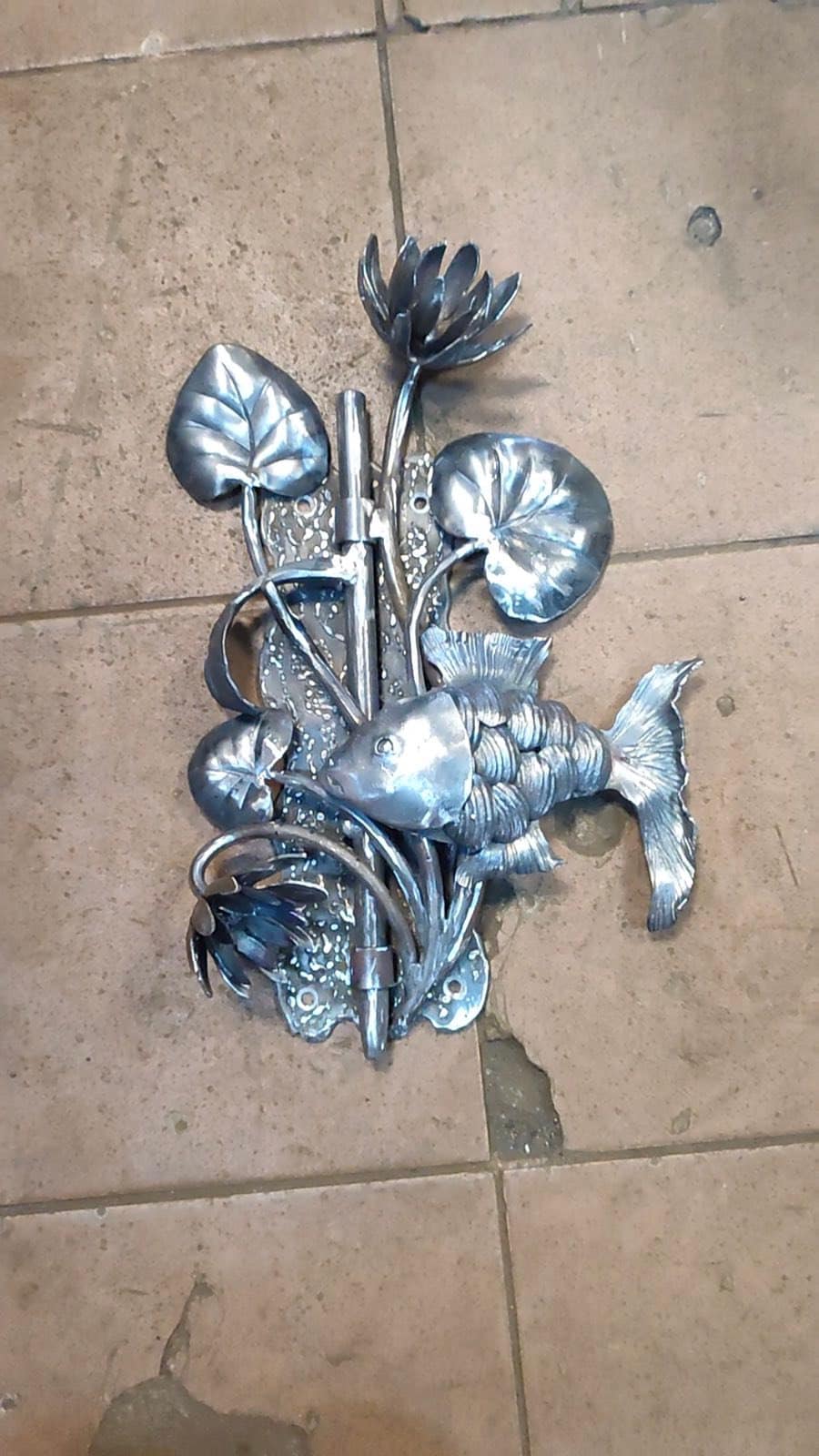 Latch, fish, waterlily, gate latch, lock, nautical, barn door, garden, door handle, gate, hinges, renovation, Fathers day, forgedcommodities