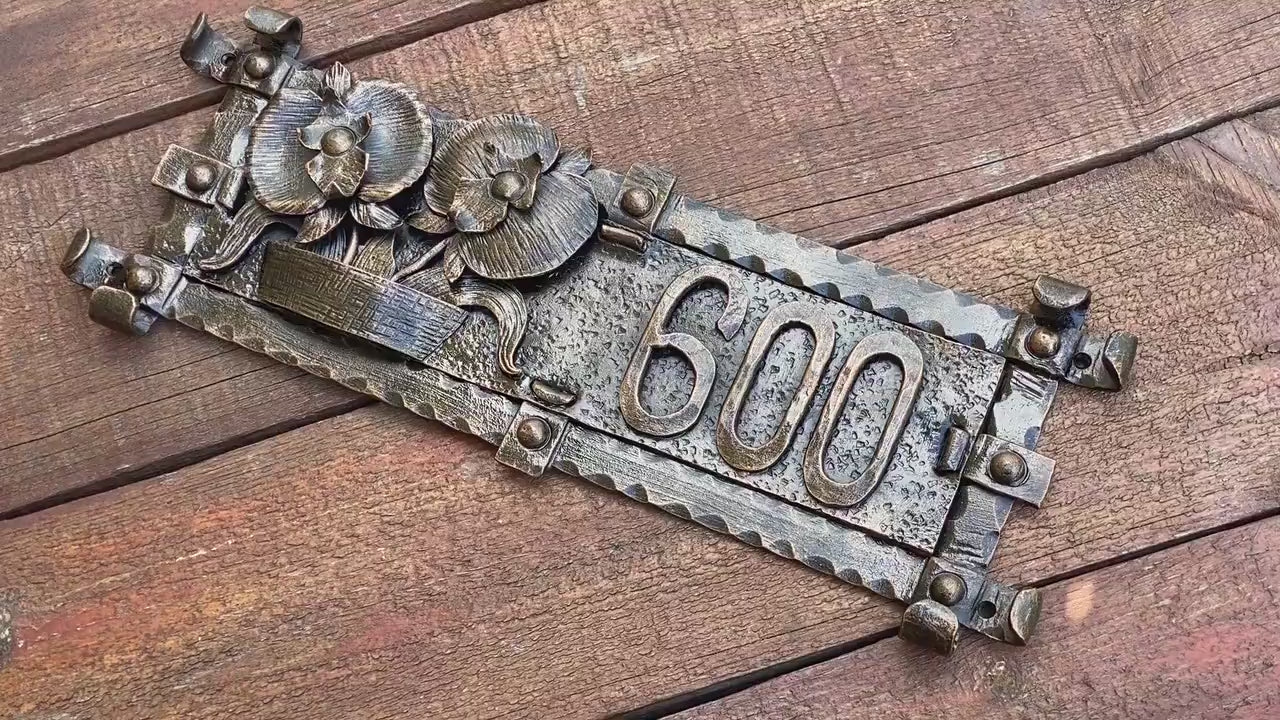 House number plaque, orchid, address sign, house number, address plaque, street name, custom plaque,house number sign,iron gift,flower lover