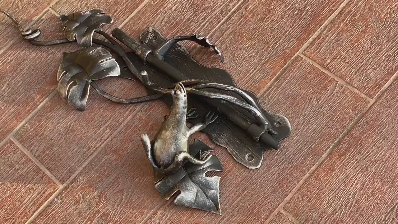 Latch, frog, gate latch, lock, nautical, barn door, garden, door handle, gate, hinges, birthday, wedding, Fathers day, forgedcommodities