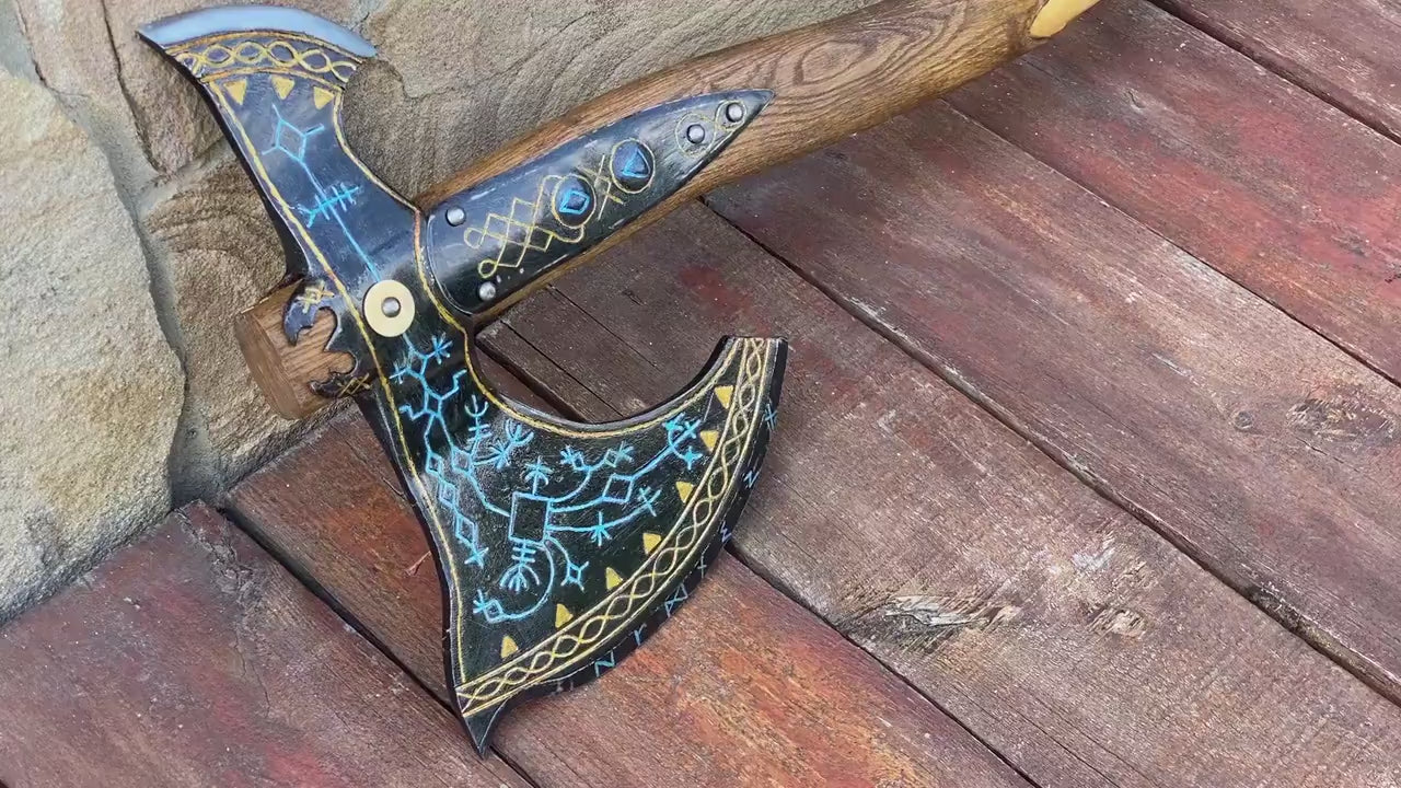 Kratos axe, Kratos, God of War, cosplay axe, cosplay, gamer gift, video game, viking axe, runic axe, Father, birthday,Christmas,anniversary