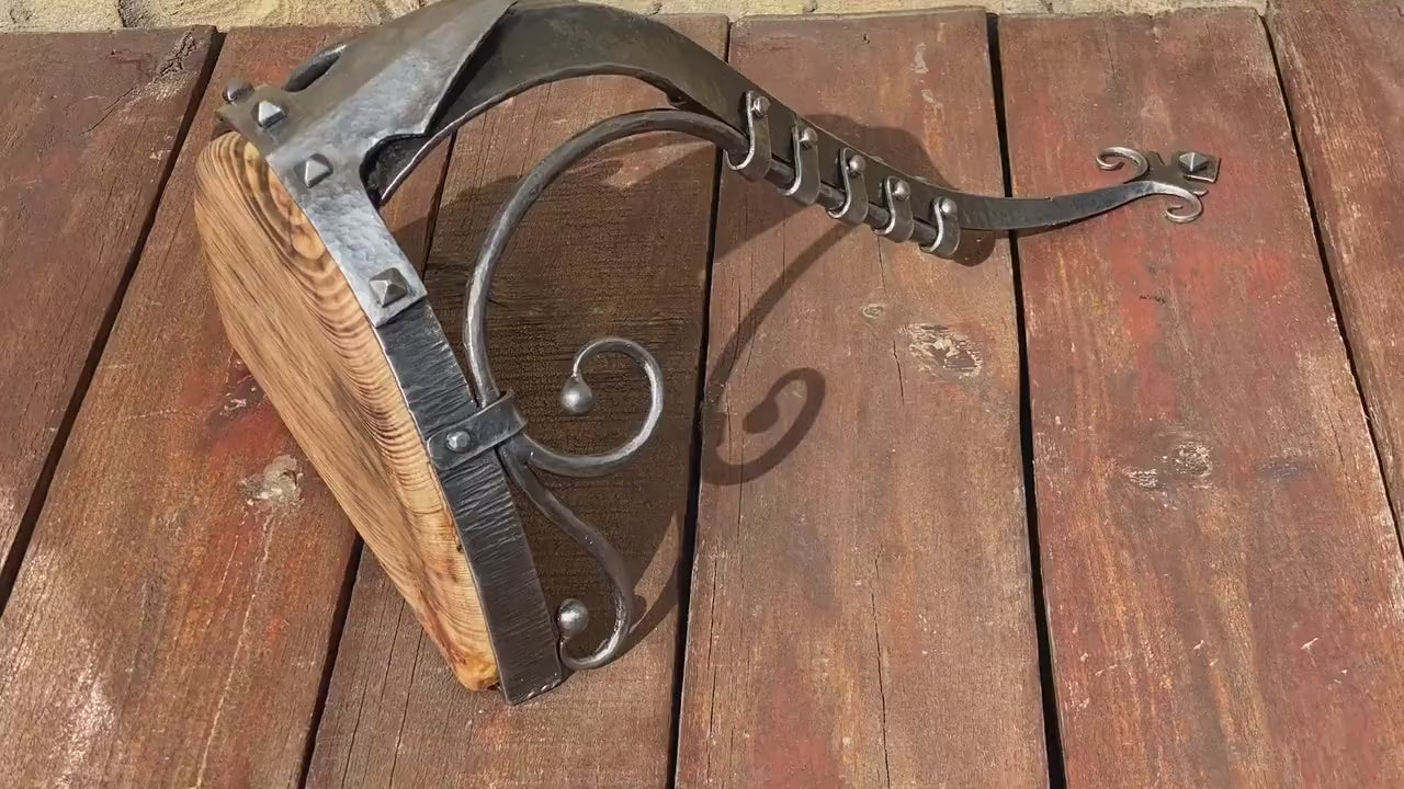 Shelf, medieval, key rack, candle holder, rack, hook, Christmas, birthday, anniversary, viking, midcentury, renovation, 6th anniversary