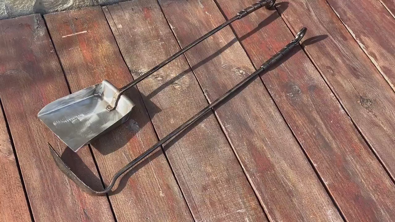 Fireplace tools, fireplace, fire poker, shovel, Fathers Day, medieval decor, groomsmen, grandpa, iron gift, anniversary, birthday,steel gift