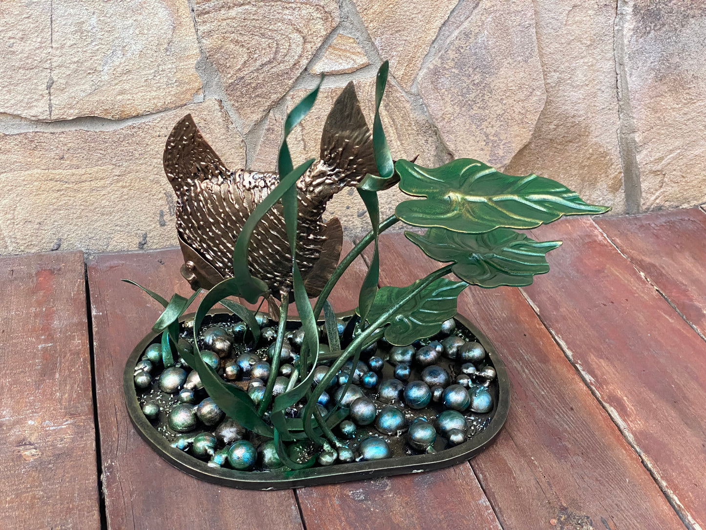 Metal fish, hand forged fish, iron fish, iron seaweeds, fish artwork, custom fish, fish figurine, iron gifts, fish decor, gift for fisherman