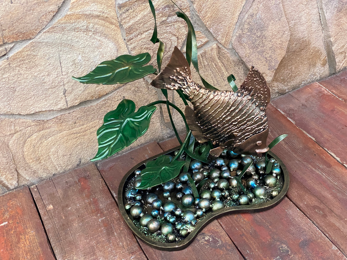 Metal fish, hand forged fish, iron fish, iron seaweeds, fish artwork, custom fish, fish figurine, iron gifts, fish decor, gift for fisherman