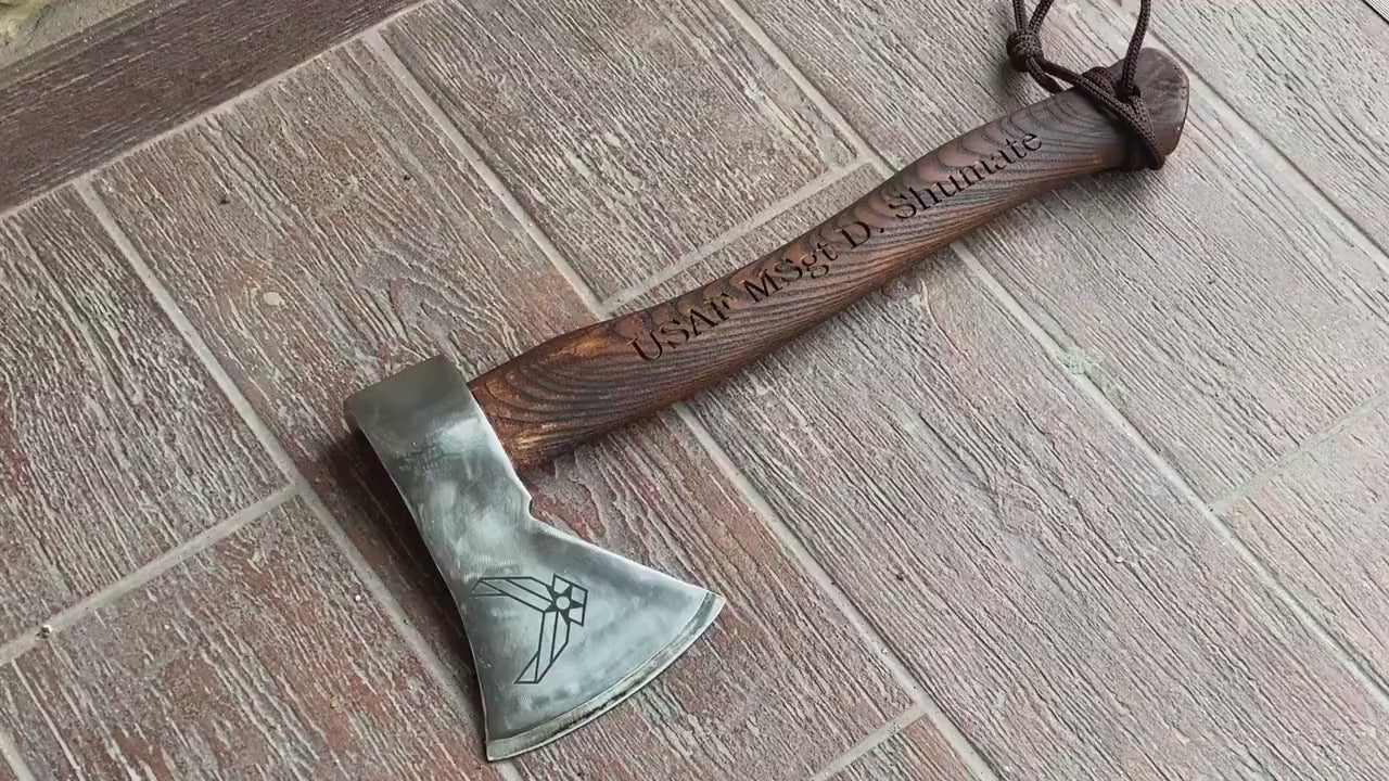 Axe with 2 logos and personalization, hatchet, axe, mens gift, birthday, anniversary, Christmas, camping, personalized gift, groomsman gift