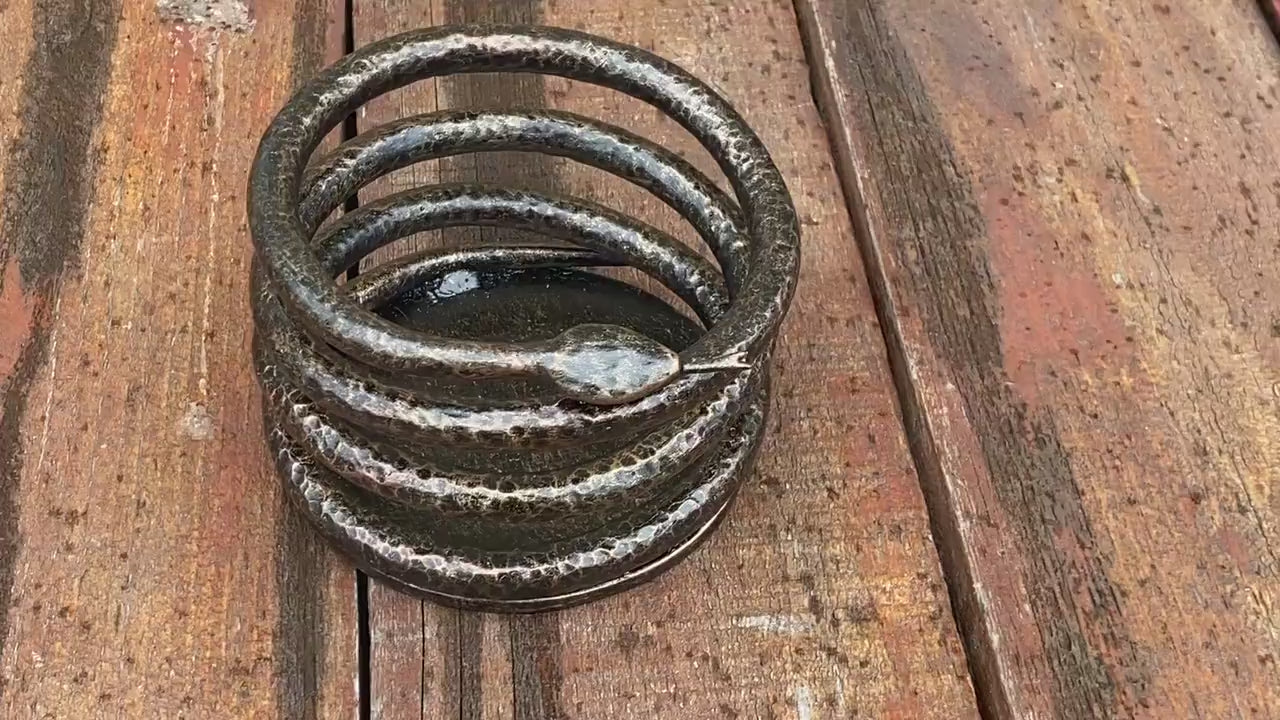 Candle holder, snake, 6th anniversary, birthday, Christmas, anniversary, reptile, medieval, pillar candle, iron gift, steel gift, interior