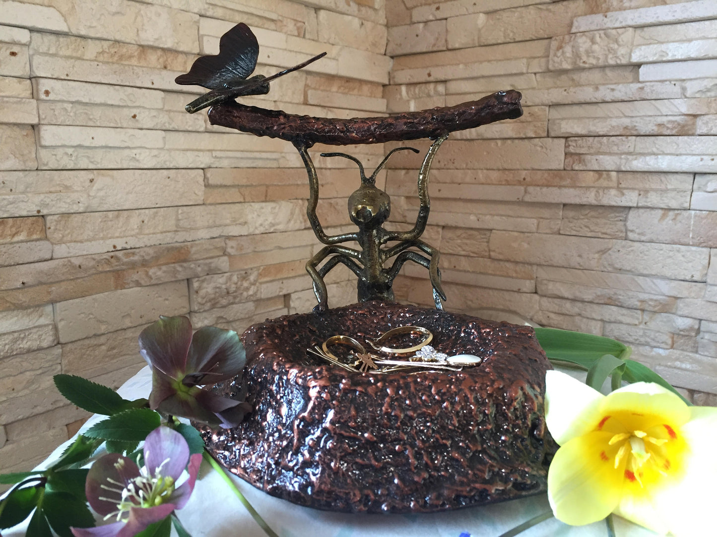 Hand forged ring dish, iron gift for her, ring bearer, ring bowl, jewelry, rings, wedding, jewelry storage,ring cushion,keepsake,forged ring
