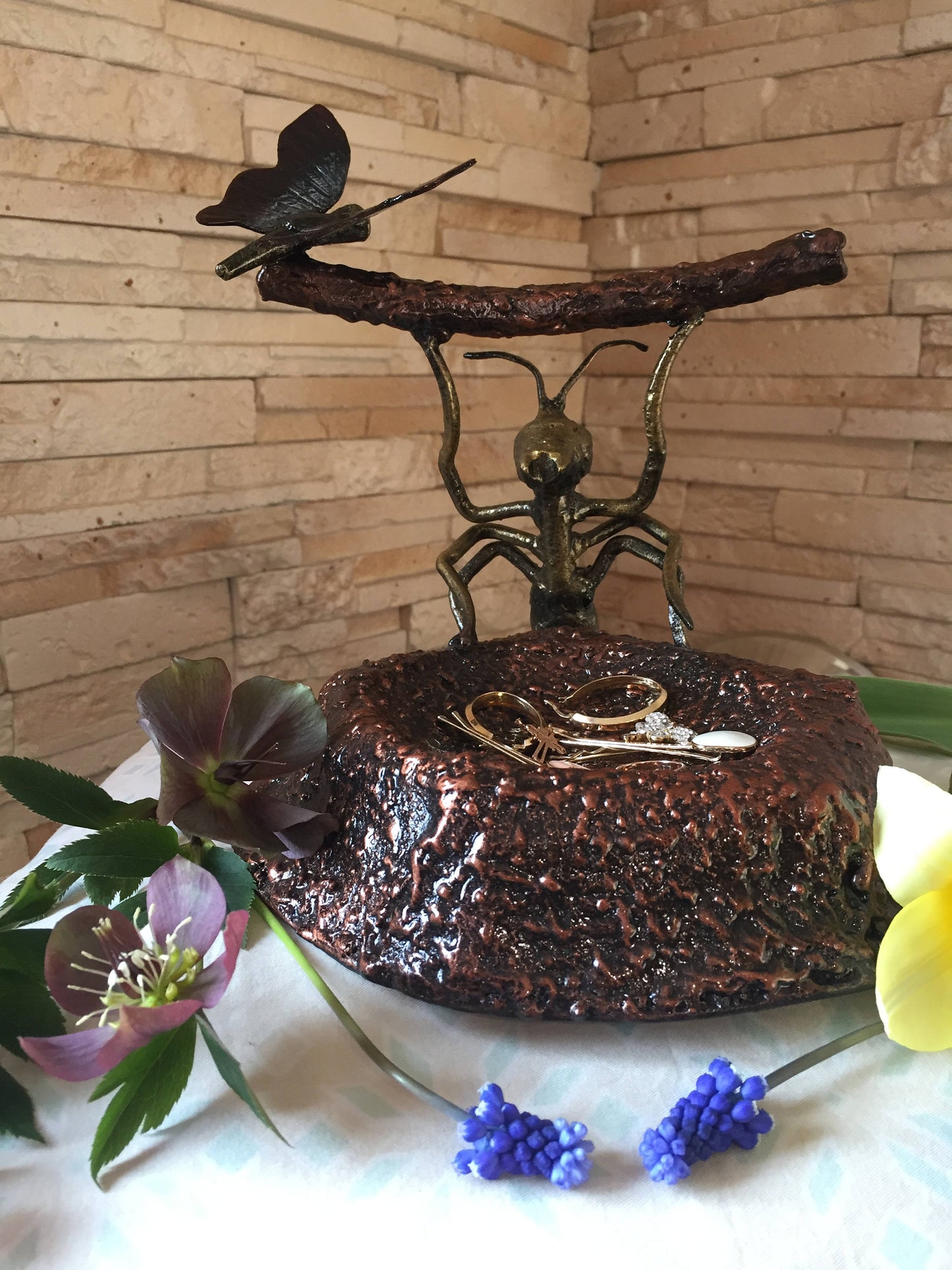 Hand forged ring dish, iron gift for her, ring bearer, ring bowl, jewelry, rings, wedding, jewelry storage,ring cushion,keepsake,forged ring