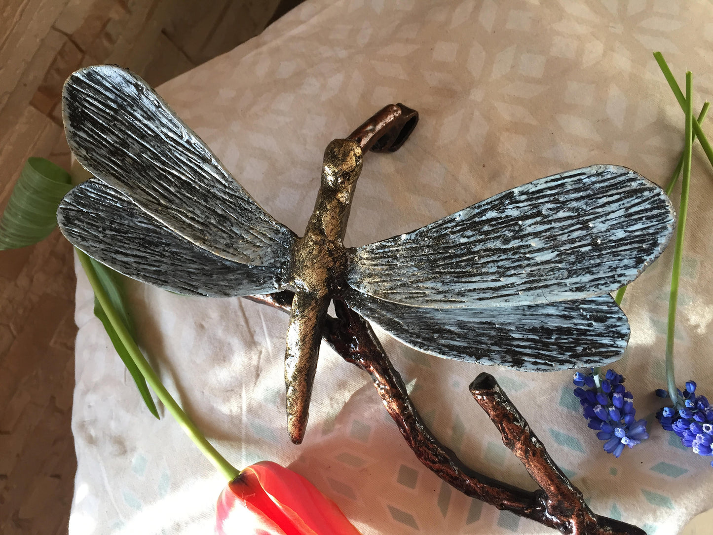 Dragonfly, metal dragonfly, dragonfly figurine, forged dragonfly, metal statue, metal statuette, miniature statuette, nature, insect, art