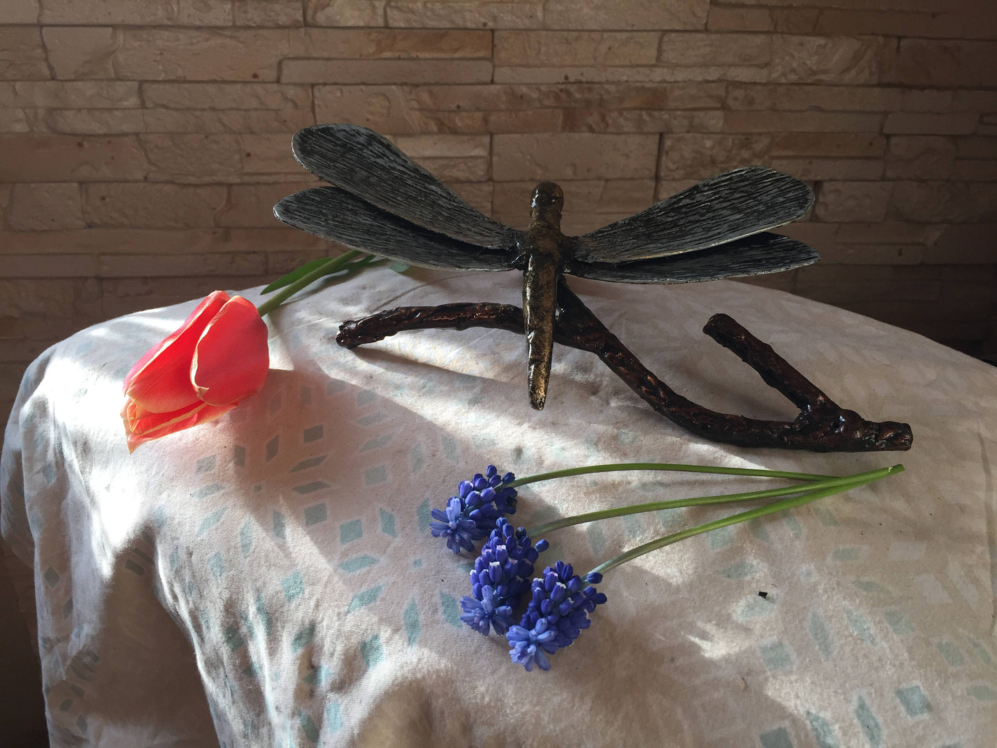 Dragonfly, metal dragonfly, dragonfly figurine, forged dragonfly, metal statue, metal statuette, miniature statuette, nature, insect, art