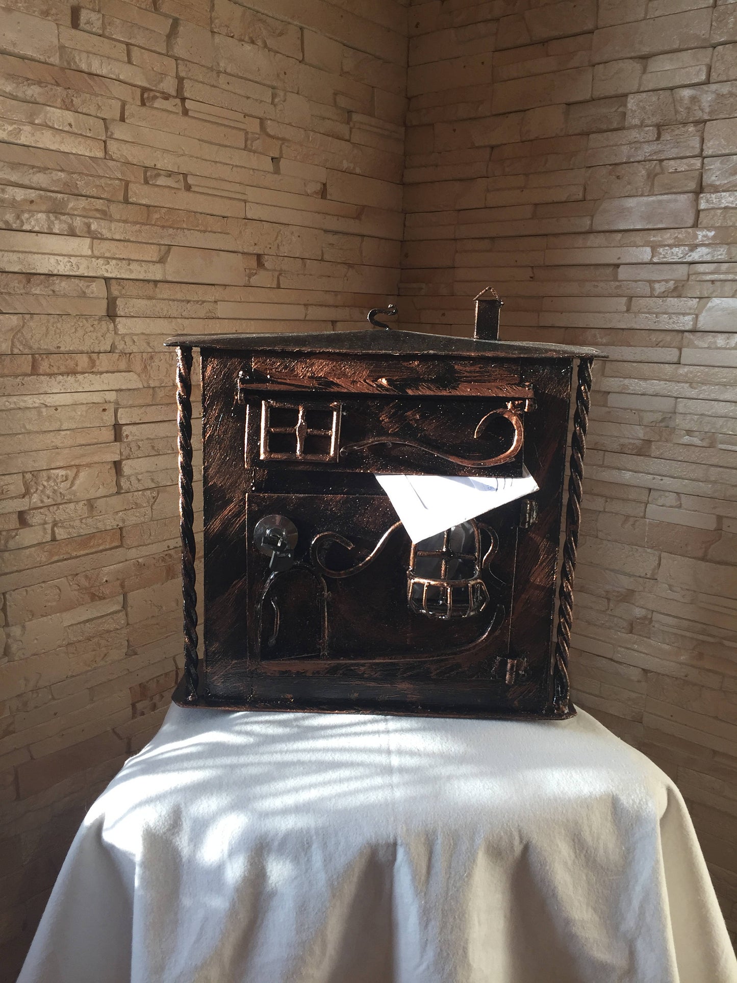 Post box, forged metal drop box, mail box, letter box, royal mail, wedding card box, large post box, locking mailbox, English mail box