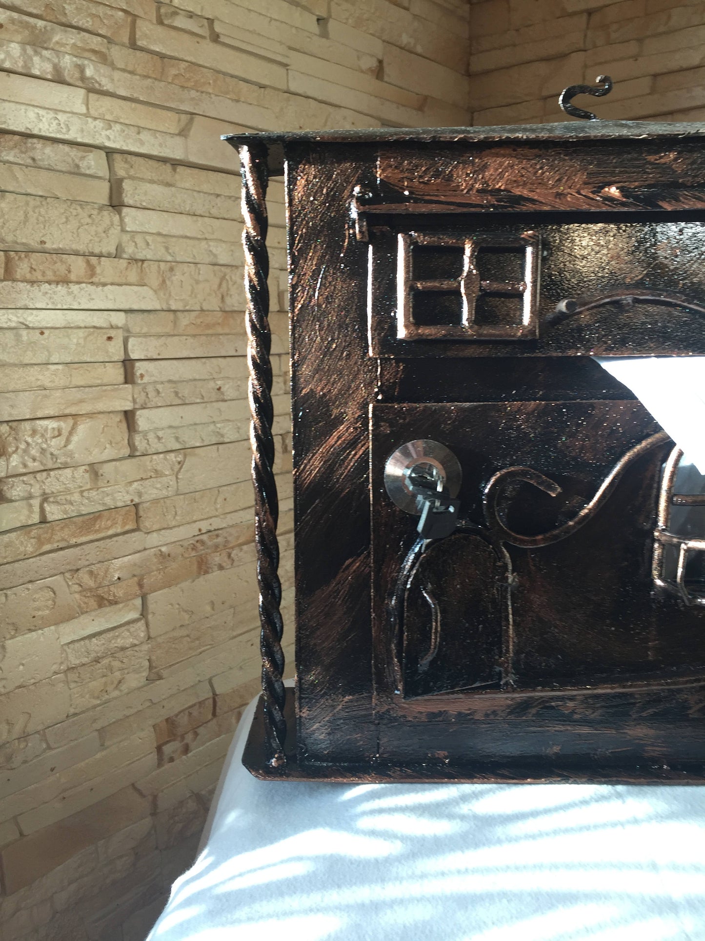 Post box, forged metal drop box, mail box, letter box, royal mail, wedding card box, large post box, locking mailbox, English mail box