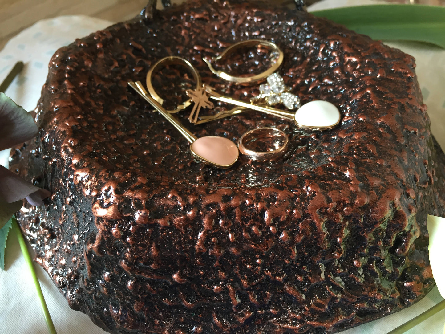 Hand forged ring dish, iron gift for her, ring bearer, ring bowl, jewelry, rings, wedding, jewelry storage,ring cushion,keepsake,forged ring