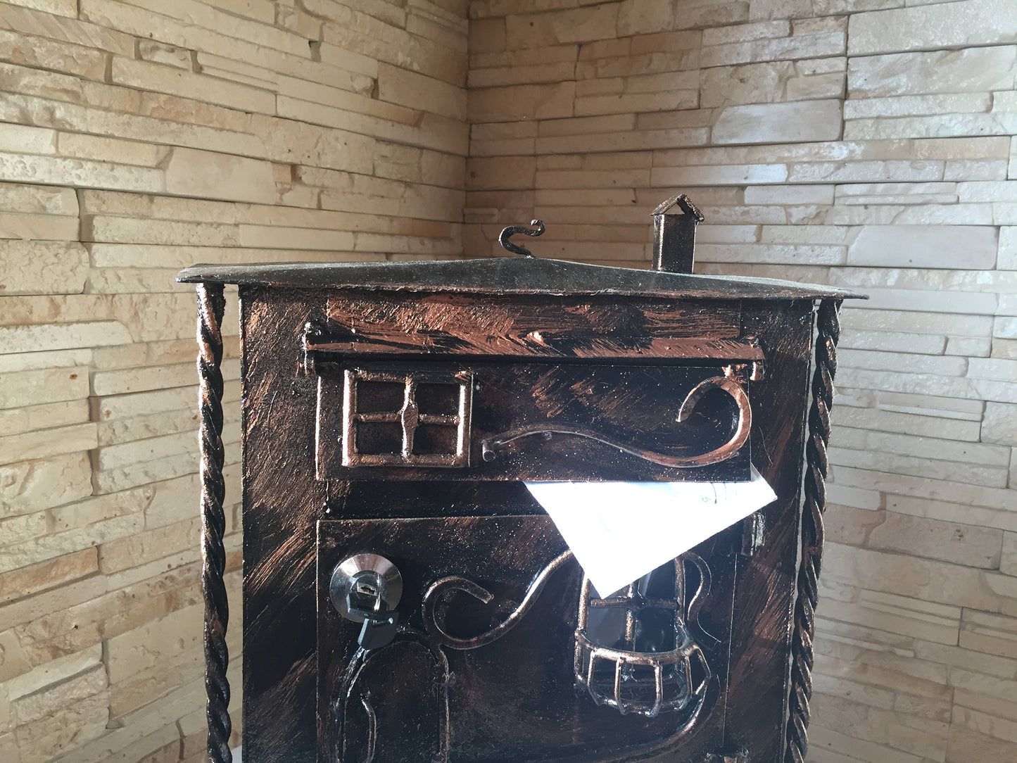 Post box, forged metal drop box, mail box, letter box, royal mail, wedding card box, large post box, locking mailbox, English mail box