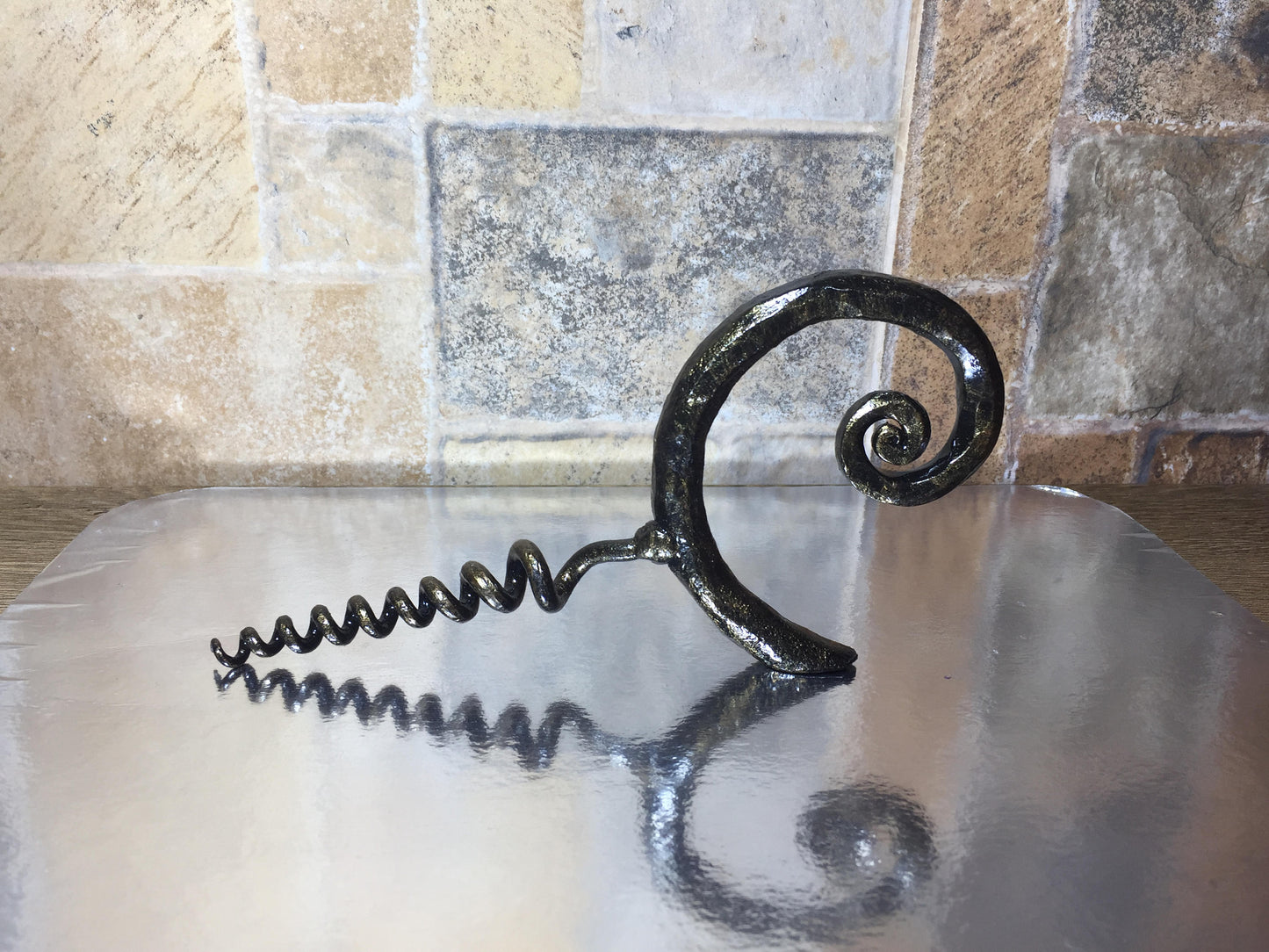Corkscrew, handforged corkscrew, wrought iron corkscrew, iron corkscrew, wine corkscrew, wine bottle opener, hand forged corkscrew, barware