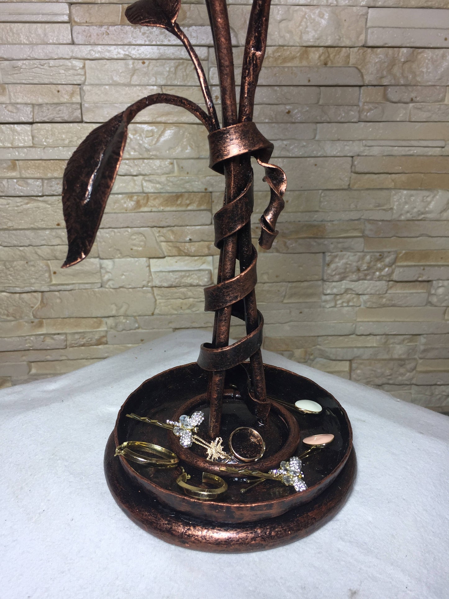 Ring dish, metal rose, jewelry storage, iron anniversary gift for her, metal ring plate, forged ring dish, iron gift for her, jewels, rings