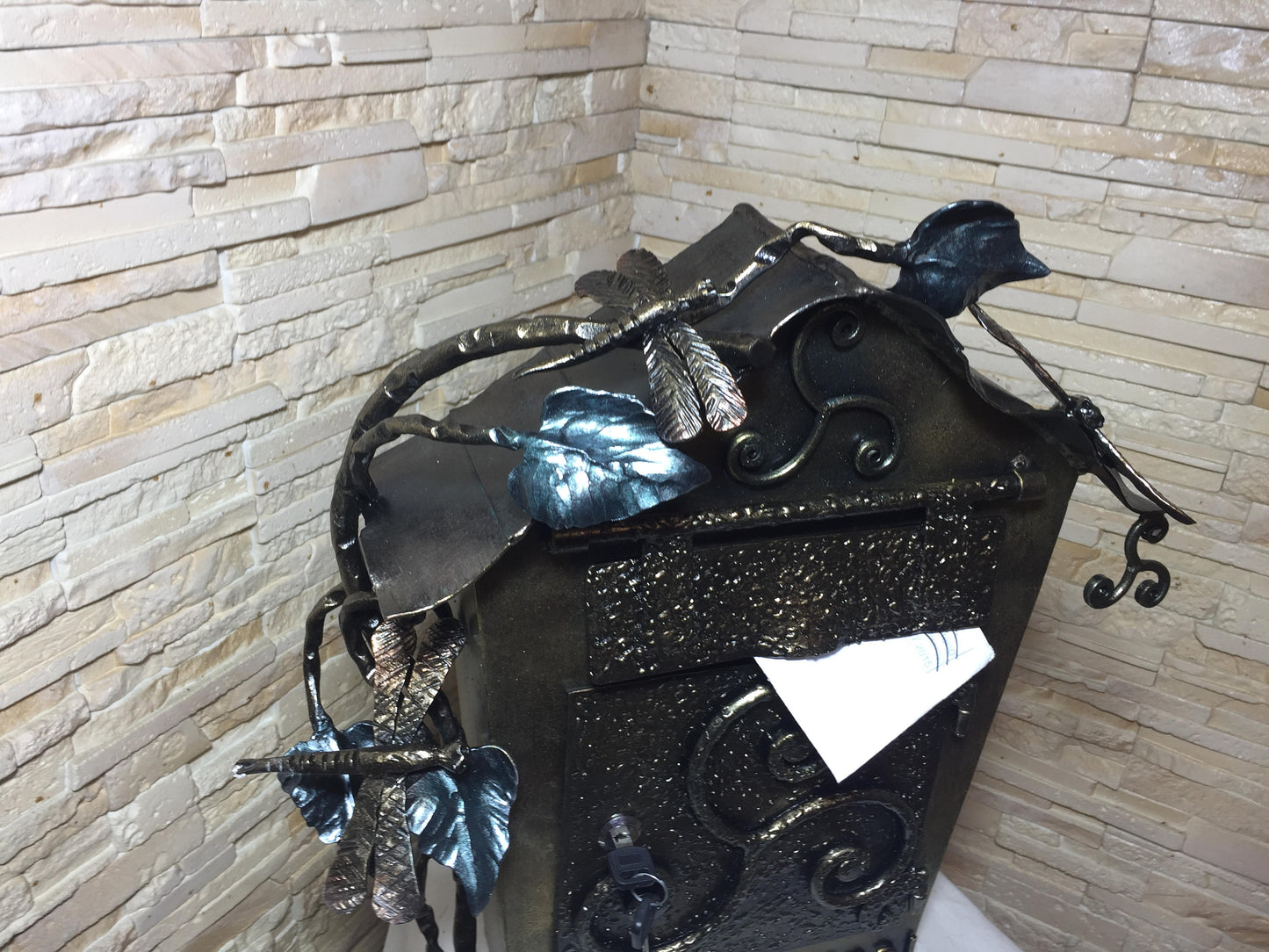 Customized post box, custom post box, wedding post box, lockable box box, mail box, letter box, drop box, large post box, forged post box