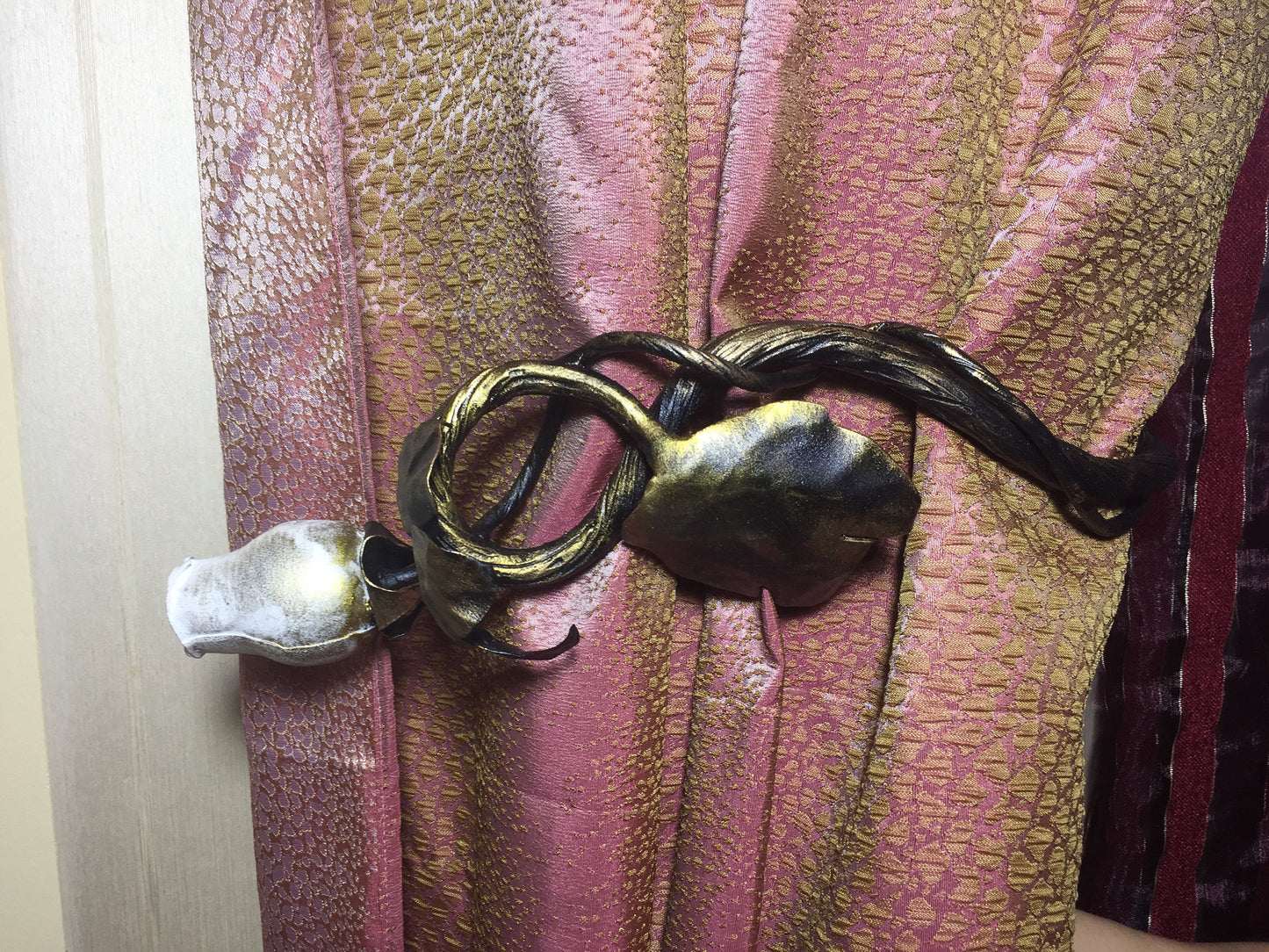 Curtain tie backs, curtain tiebacks, curtain holdback, drapery tie back, curtain rod, decorative hook, window decor, curtain tieback