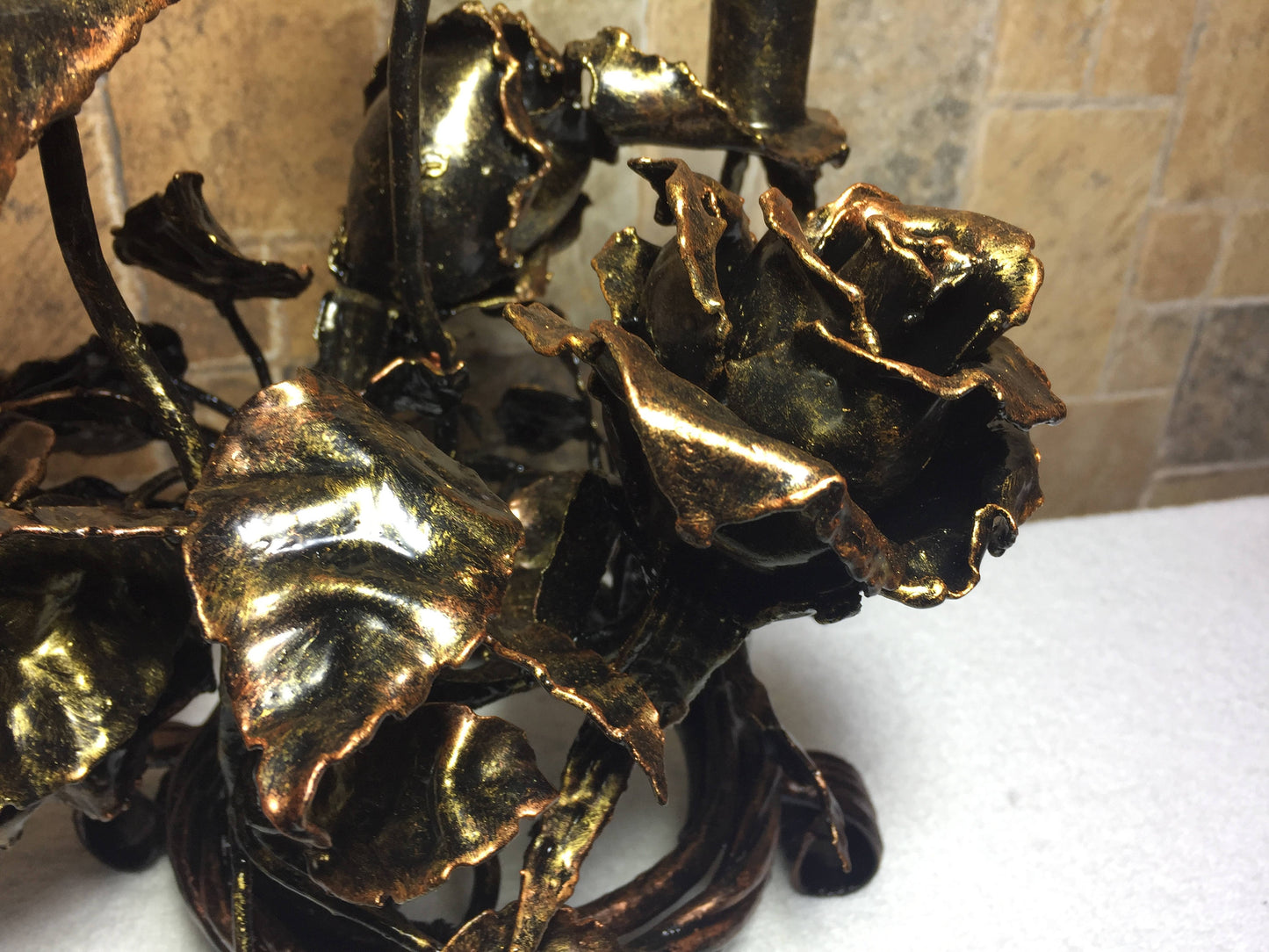 Iron rose, candle holder, metal sculpture, iron anniversary gift, wedding anniversary gift, wedding gift, Mother's day, iron gift for her