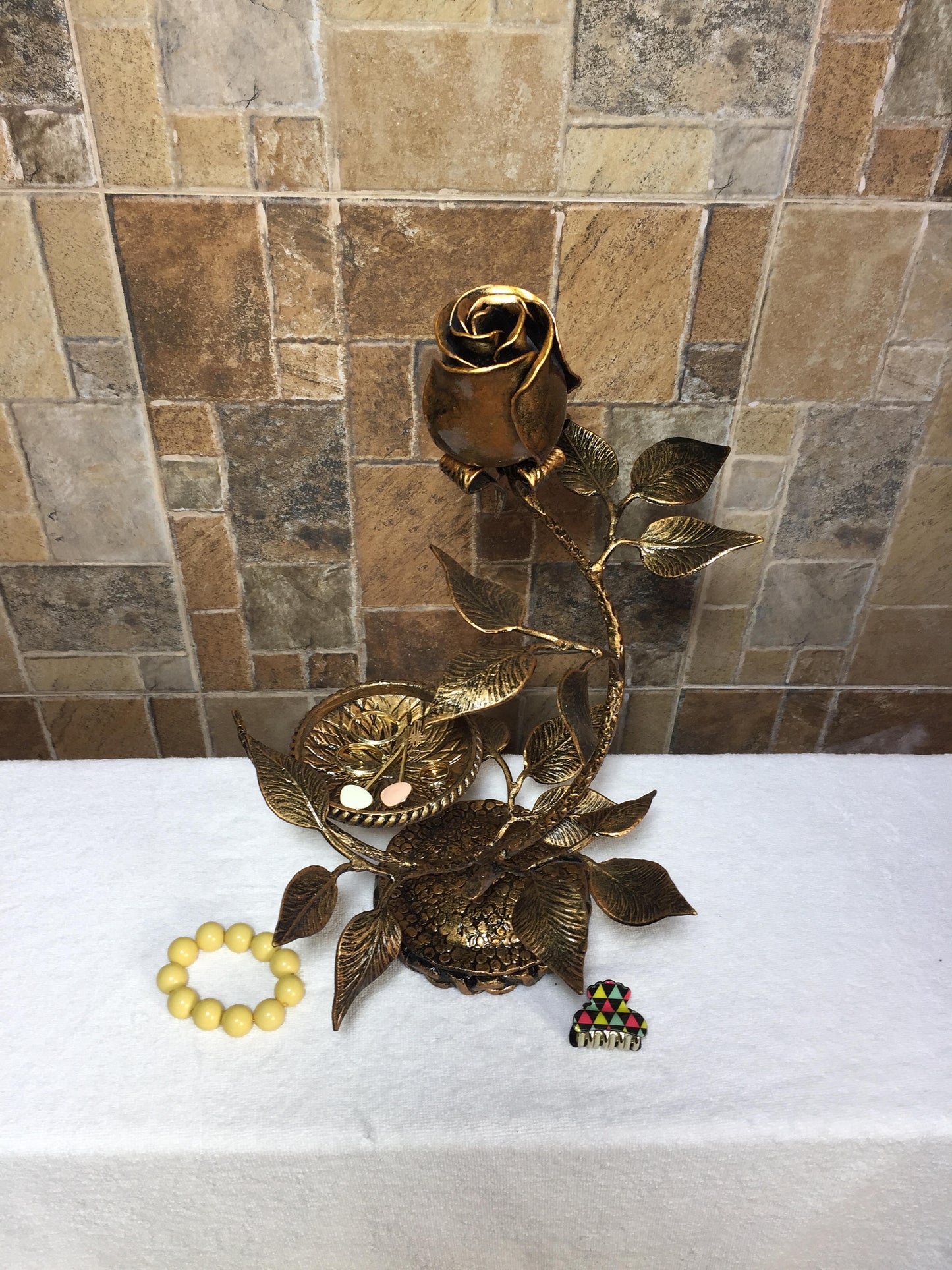 Iron gift for her, iron rose, forged ring dish, iron anniversary gift for her, iron gift, jewelry storage, iron gifts,jewels,rings,ear rings