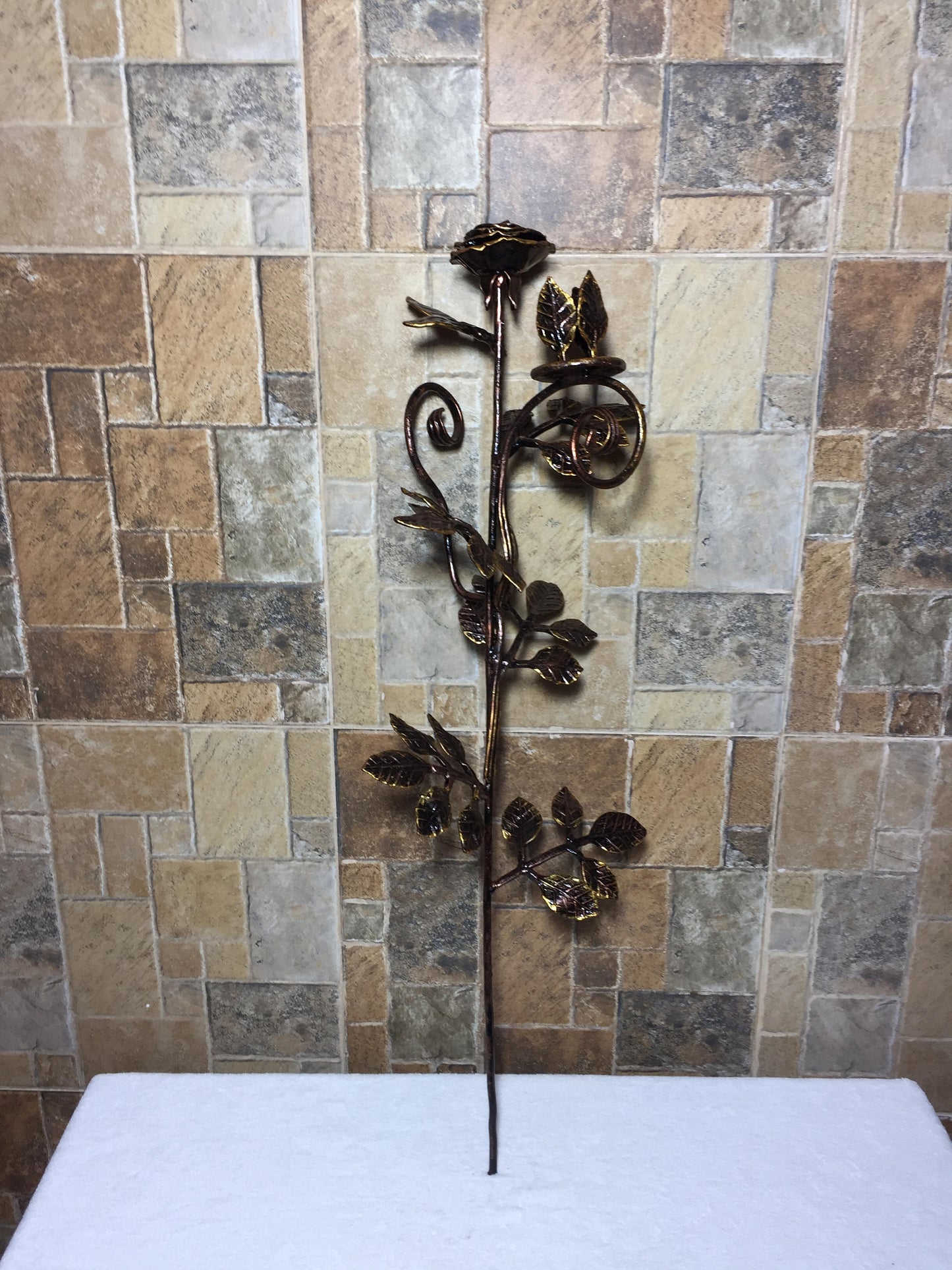 Iron candle holder, iron gift for her, forged rose, iron rose,iron anniversary gift for her,rose sculpture, wedding anniversary gift for her