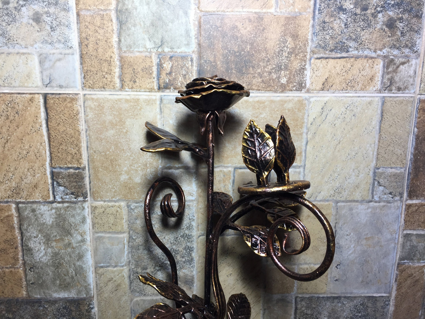 Iron candle holder, iron gift for her, forged rose, iron rose,iron anniversary gift for her,rose sculpture, wedding anniversary gift for her