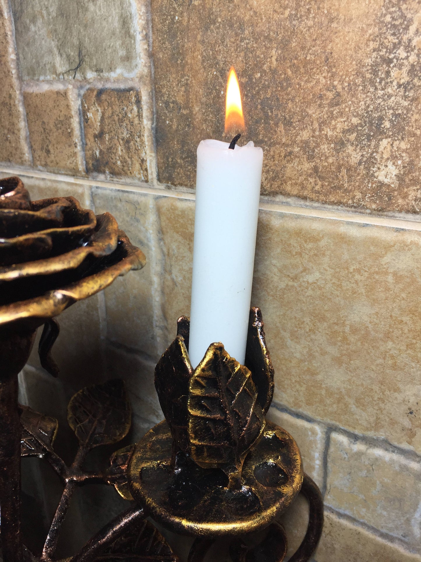 Iron candle holder, iron gift for her, forged rose, iron rose,iron anniversary gift for her,rose sculpture, wedding anniversary gift for her