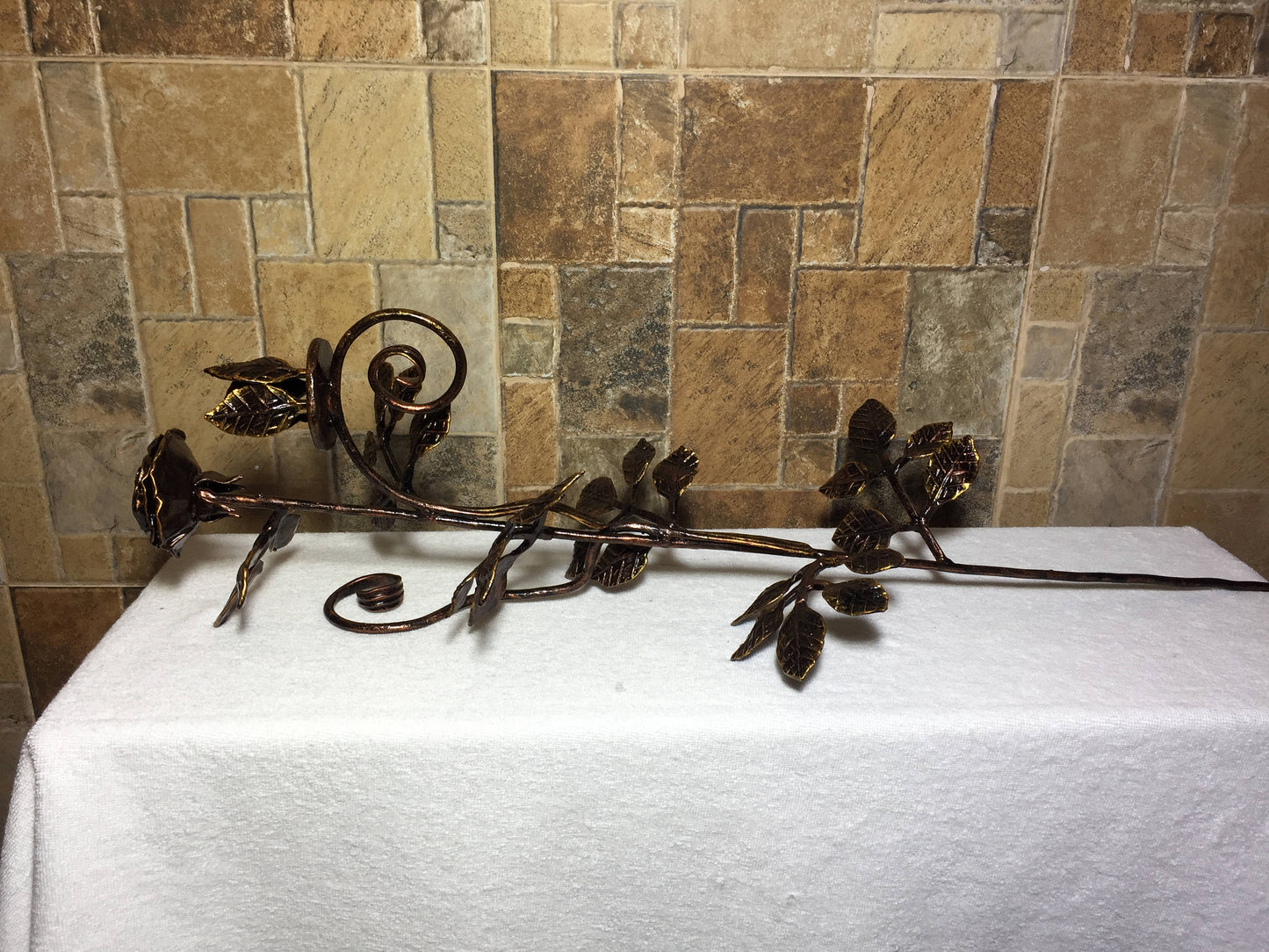 Iron candle holder, iron gift for her, forged rose, iron rose,iron anniversary gift for her,rose sculpture, wedding anniversary gift for her