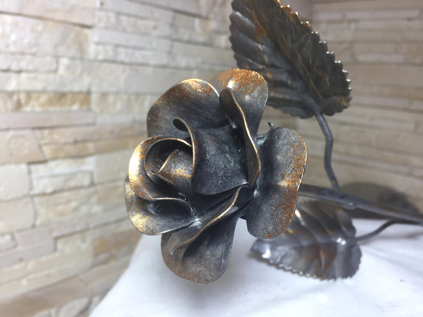 Iron rose, steel rose, metal rose, hand forged rose, wrought iron rose,hand made rose,metal sculpture,wedding anniversary,metal gift for her