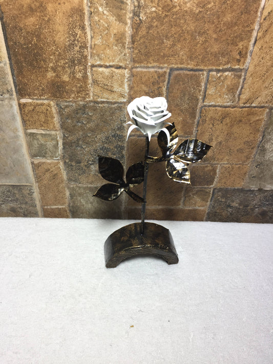 Metal rose, steel rose, wrought iron rose, iron rose, forged rose, hand forged rose, hand made rose, rose sculpture, iron rose gift,her rose