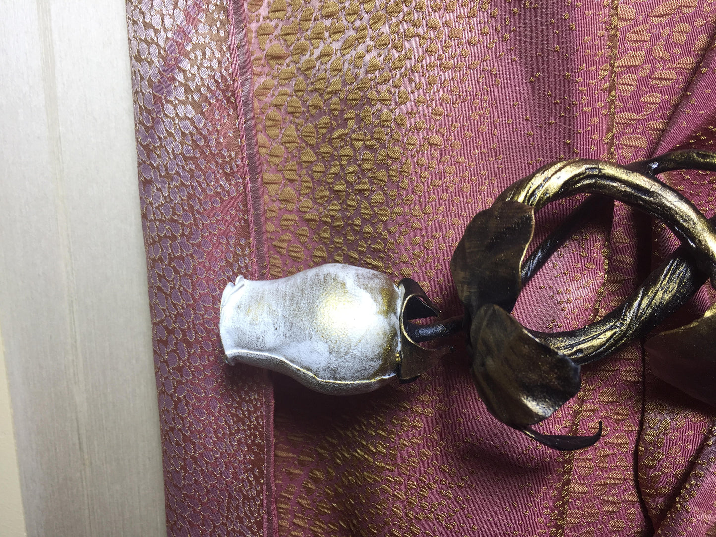 Curtain tie backs, curtain tiebacks, curtain holdback, drapery tie back, curtain rod, decorative hook, window decor, curtain tieback