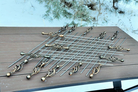 Forged skewers, metal skewers, iron gifts, grill accessories, grilled meat, iron gift, barbecue, BBQ, family reunion, picnic, stainless