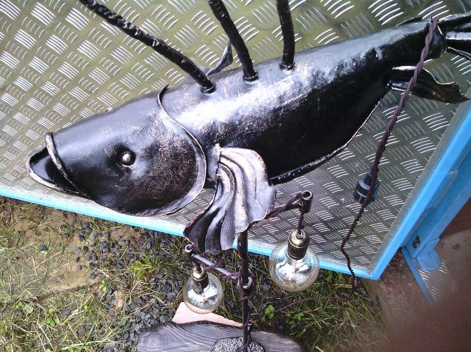 Loft lamp, steampunk lamp, Edison vintage lamp, industrial lamp, iron pipe lamp, retro lamp, rustic lamp, vintage lamp, hand forged fish