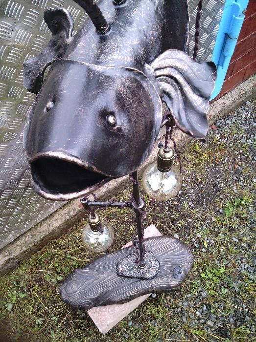 Loft lamp, steampunk lamp, Edison vintage lamp, industrial lamp, iron pipe lamp, retro lamp, rustic lamp, vintage lamp, hand forged fish