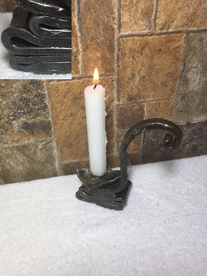 Wrought iron candle holder, hand forged candle holder, iron anniversary gift for her, iron anniversary gift for him, candlestick holder