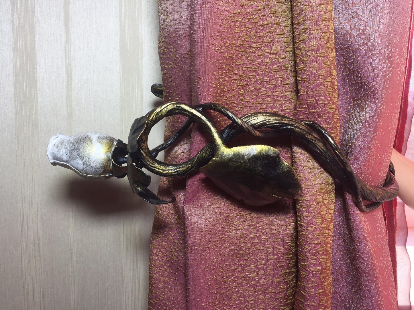 Curtain tie backs, curtain tiebacks, curtain holdback, drapery tie back, curtain rod, decorative hook, window decor, curtain tieback