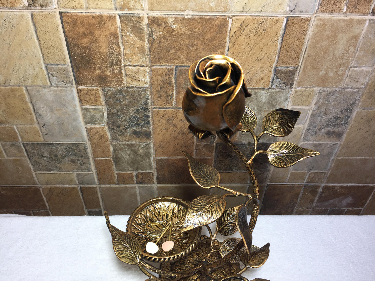 Iron gift for her, iron rose, forged ring dish, iron anniversary gift for her, iron gift, jewelry storage, iron gifts,jewels,rings,ear rings
