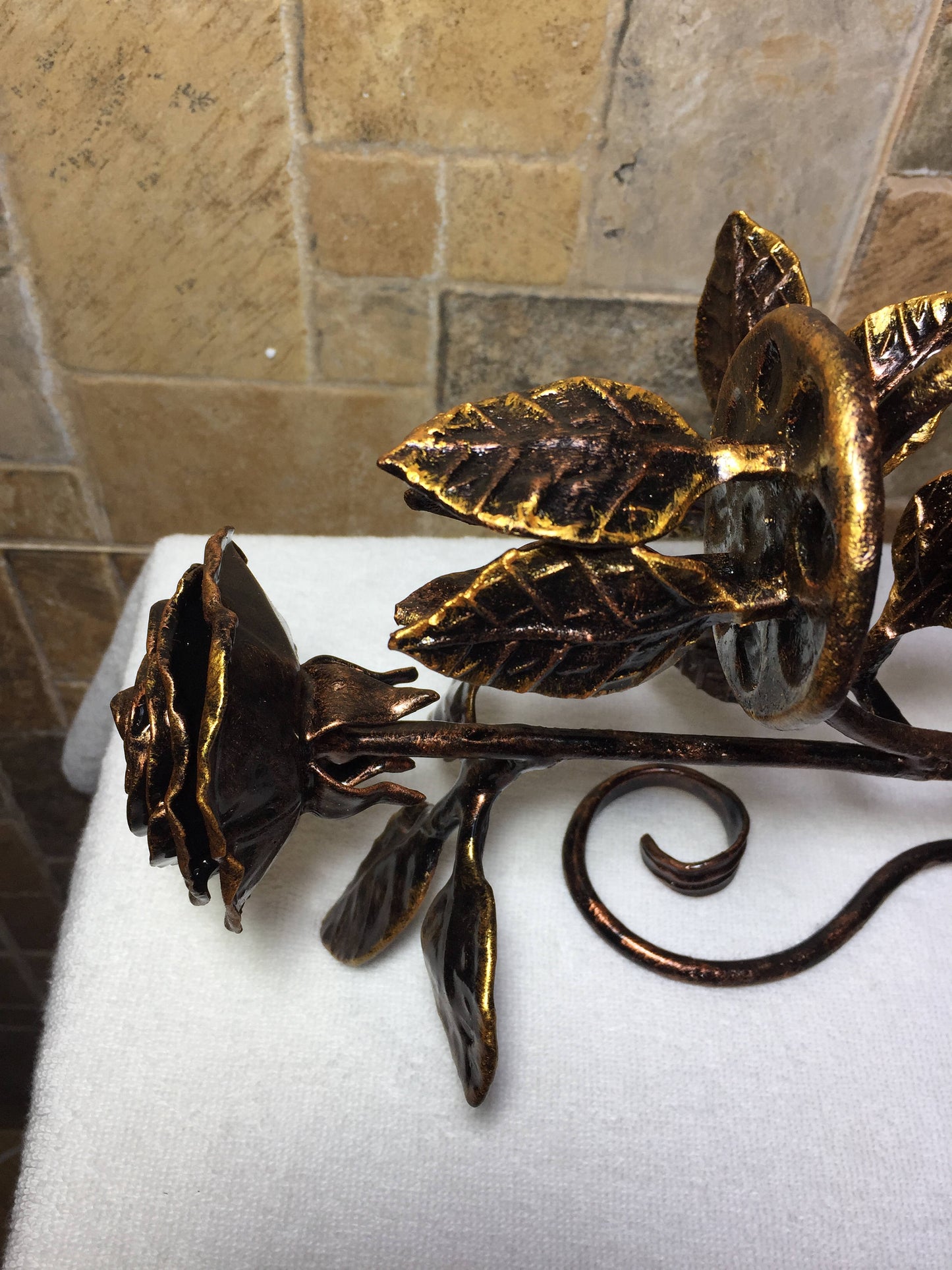 Iron candle holder, iron gift for her, forged rose, iron rose,iron anniversary gift for her,rose sculpture, wedding anniversary gift for her
