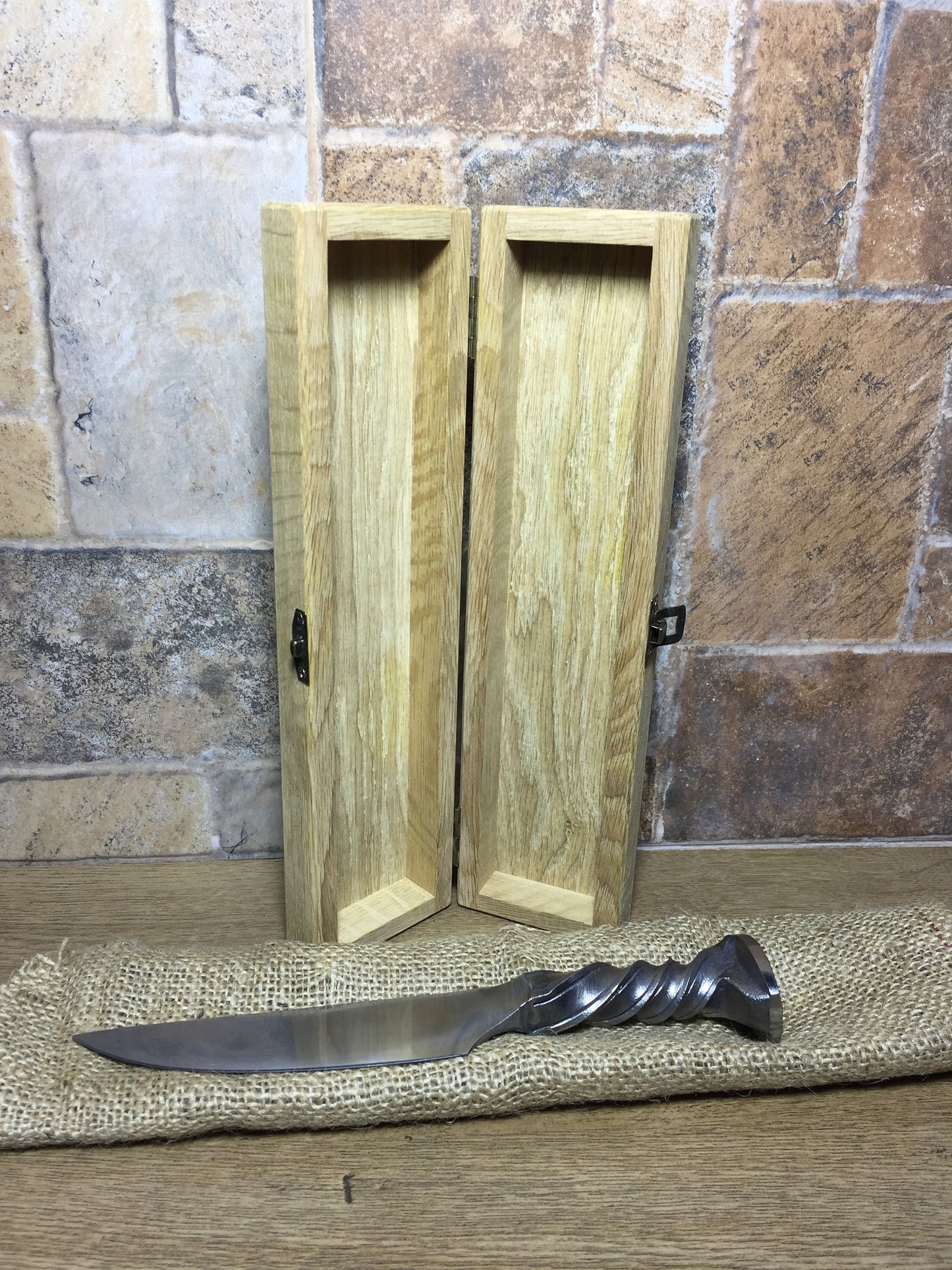 Railroad spike knife in engraved casket/wooden box, iron anniversary gift for him, 6 year anniversary gift for him, industrial art,iron gift