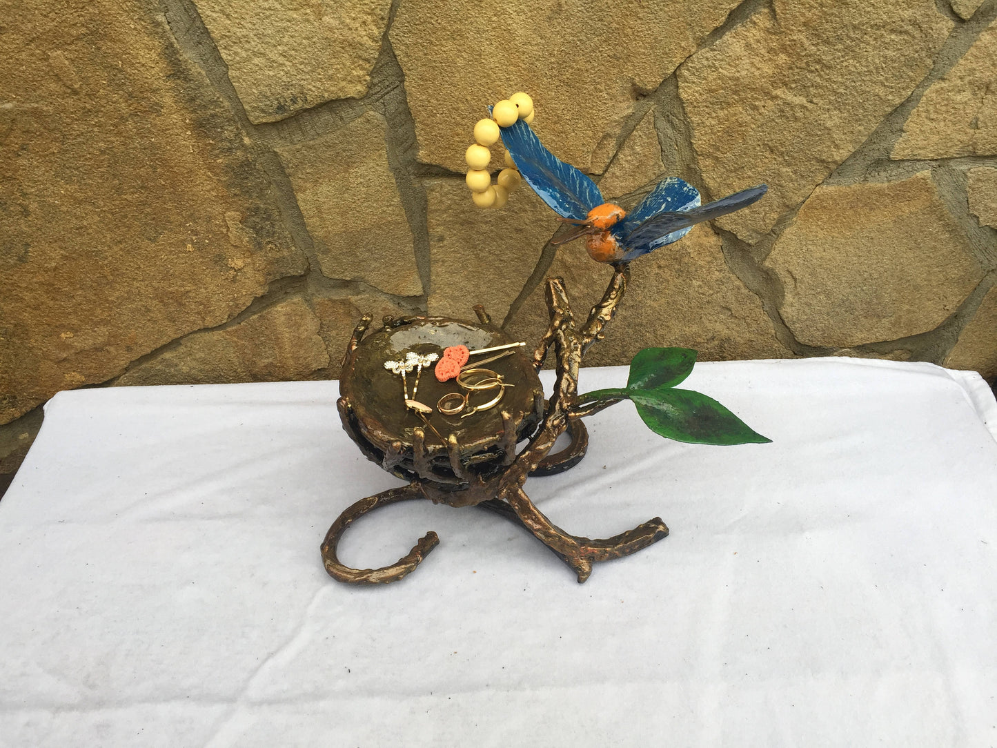 Hand forged ring dish, ring dish, iron gift for her, iron bird, iron anniversary gift for her, iron gifts, jewelry storage, 6th anniversary