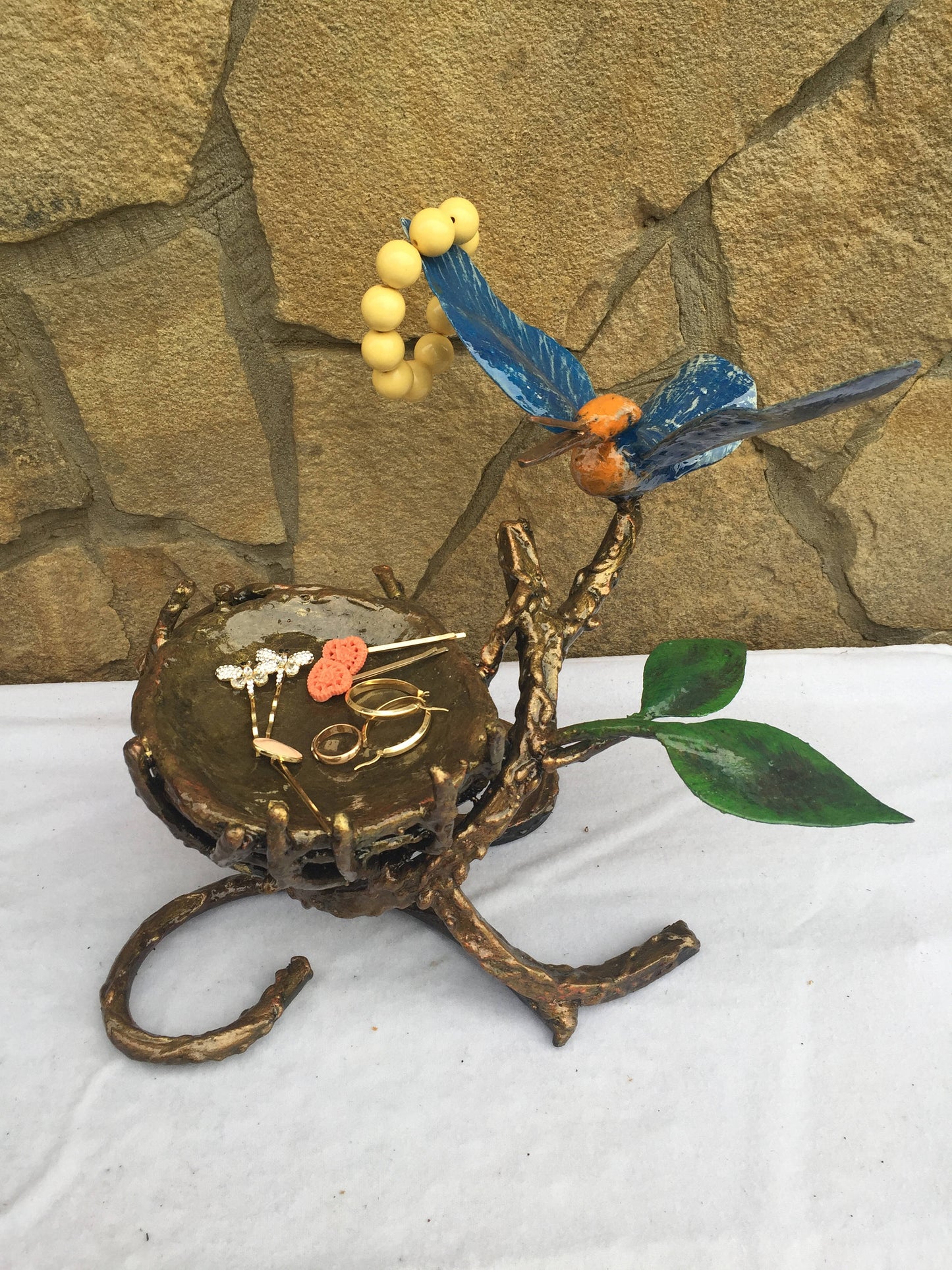 Hand forged ring dish, ring dish, iron gift for her, iron bird, iron anniversary gift for her, iron gifts, jewelry storage, 6th anniversary