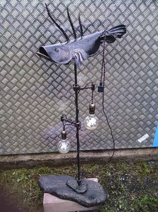 Loft lamp, steampunk lamp, Edison vintage lamp, industrial lamp, iron pipe lamp, retro lamp, rustic lamp, vintage lamp, hand forged fish