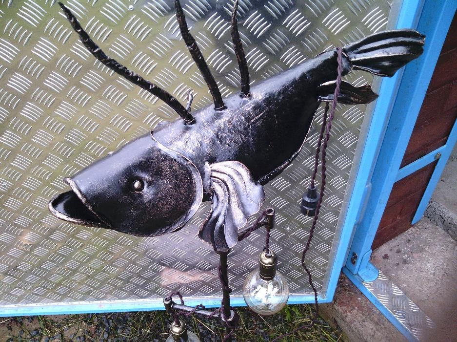 Loft lamp, steampunk lamp, Edison vintage lamp, industrial lamp, iron pipe lamp, retro lamp, rustic lamp, vintage lamp, hand forged fish