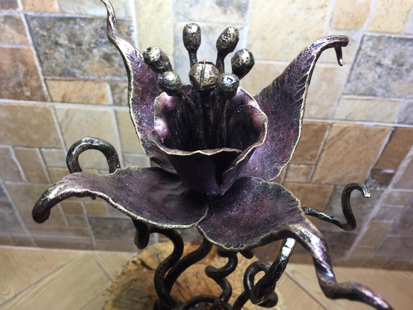 Fuchsia, hand forged fuchsia, fuchsia flower, flower art, floral decor, botanic art, vintage decor, floral home decor, floral design, nature