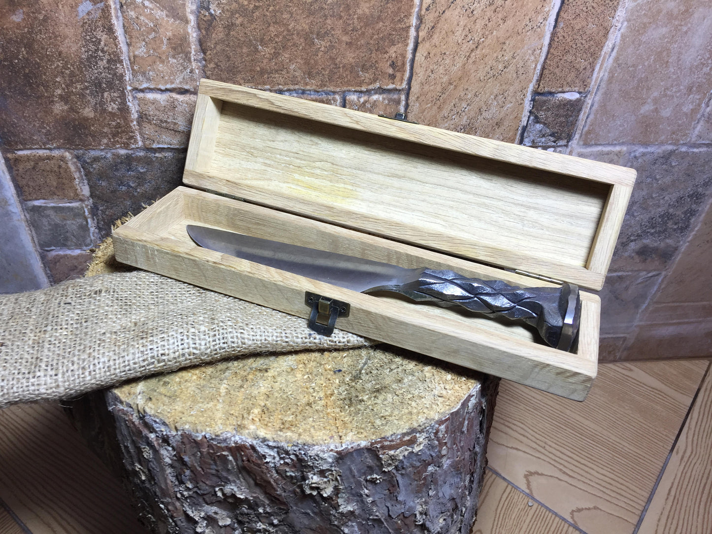 Railroad spike knife in engraved casket/wooden box, iron gift, hunting knife,engraved knife,personalized iron gift,gift for hunter,mens gift