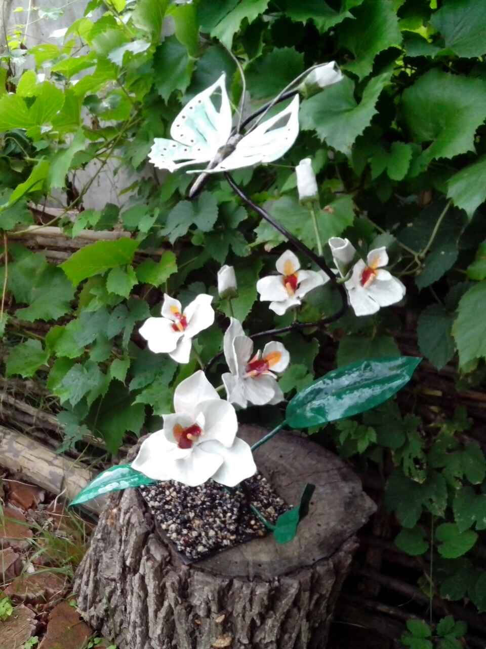 Metal orchid, hand forged orchid, orchid gift, orchid stand, orchid flower, gift for wife, iron orchid, orchid art, garden decor, yard art