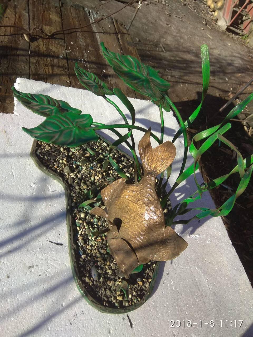 Metal fish, hand forged fish, iron fish, iron seaweeds, fish artwork, custom fish, fish figurine, iron gifts, fish decor, gift for fisherman