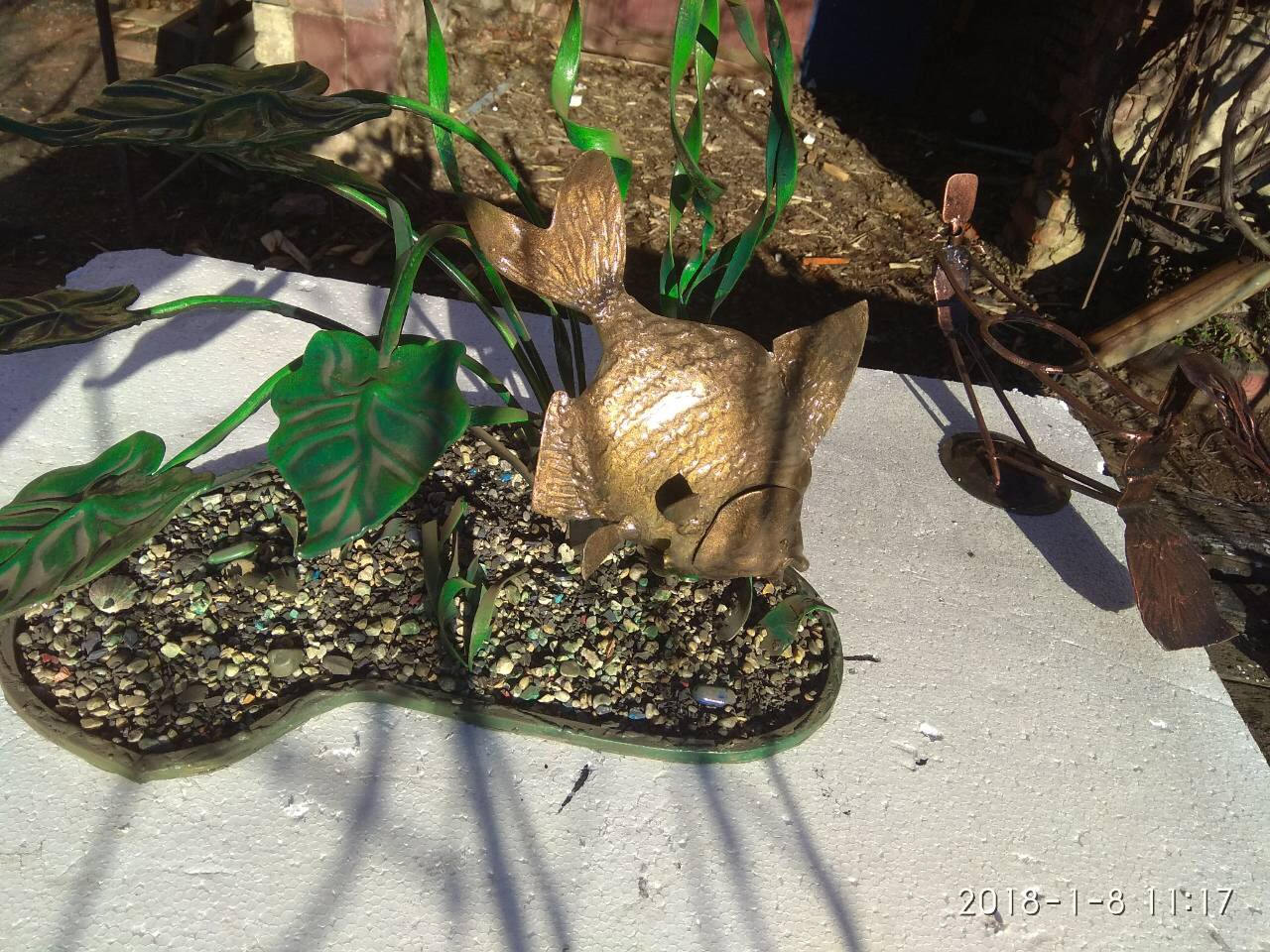 Metal fish, hand forged fish, iron fish, iron seaweeds, fish artwork, custom fish, fish figurine, iron gifts, fish decor, gift for fisherman